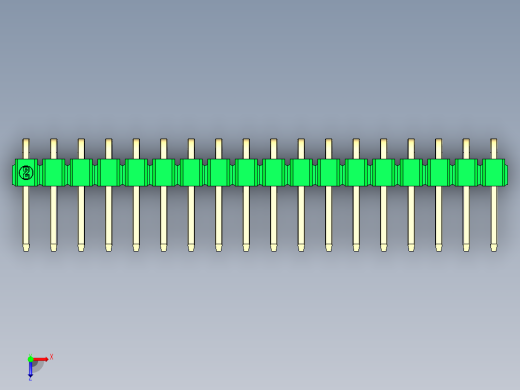 彩色公排针 100mil 2.54mm 系列-DS1022_green_1x18p_100mil_TypeD_rev1.0俯视缩略图