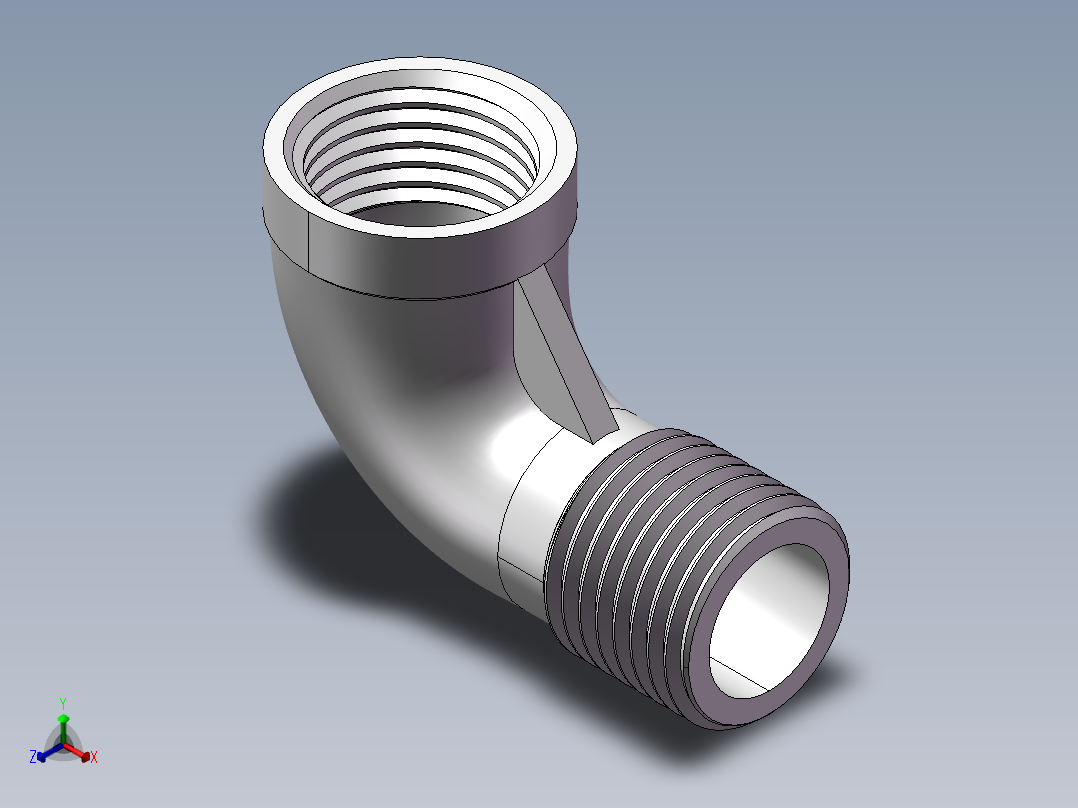 弯头-等径内外丝 DN15正等轴测图