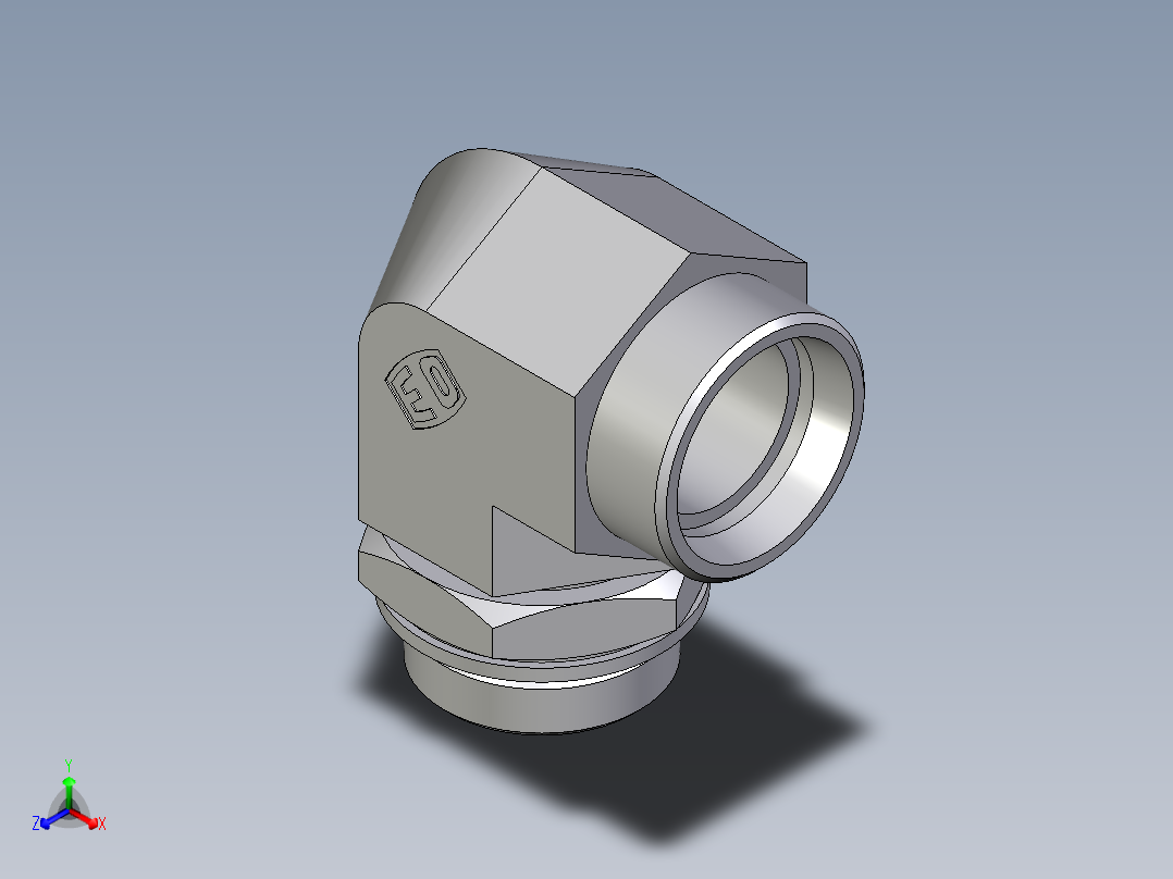 卡套式工业通用硬管接头EO_Adjustable_Locknut_elbow_WEE35LMOMDCF正等轴测图