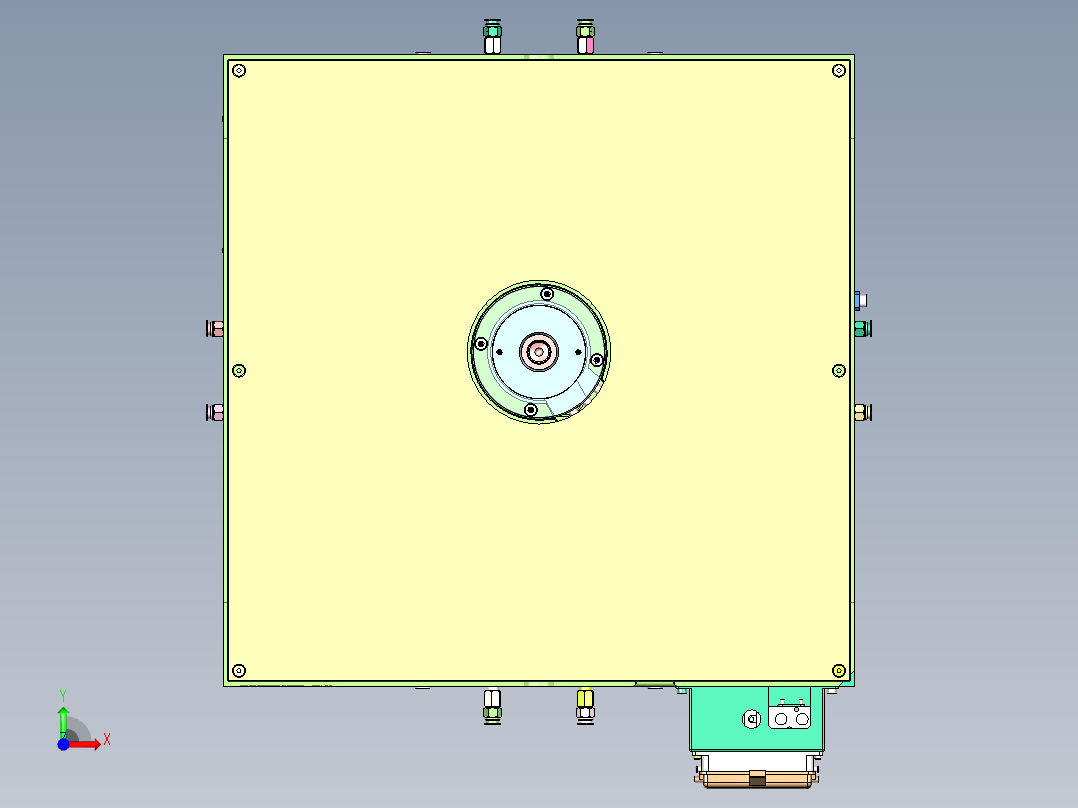 双层纸巾盒壳体（斜顶上顶针+四面哈夫滑块）前视图
