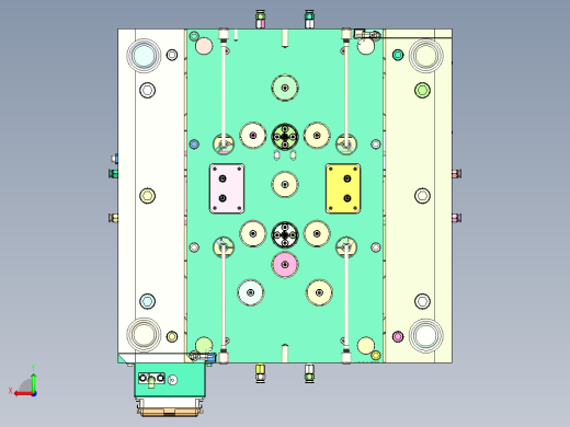 双层纸巾盒壳体（斜顶上顶针+四面哈夫滑块）后视缩略图