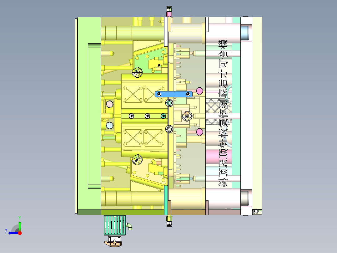 双层纸巾盒壳体（斜顶上顶针+四面哈夫滑块）右视图