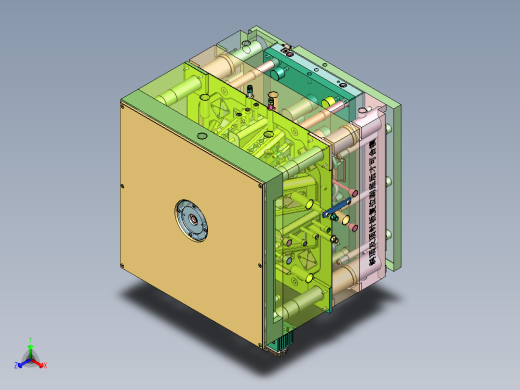 双层纸巾盒壳体（斜顶上顶针+四面哈夫滑块）正等轴测缩略图