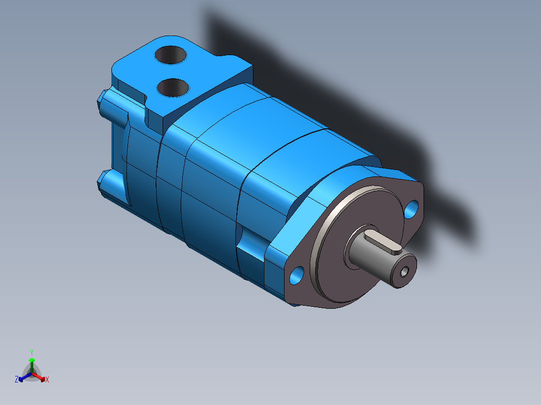 伊顿2K-195摆线液压马达平键标准轴正等轴测图
