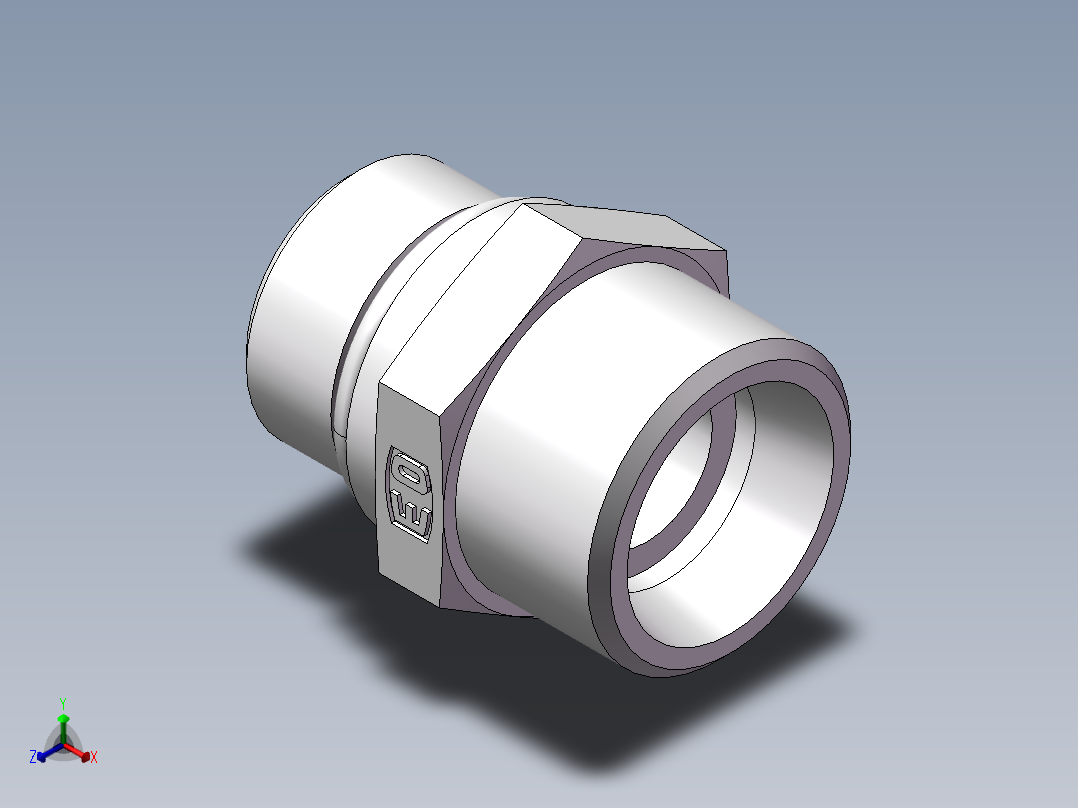 美制O圈密封接头、1CO-22-08正等轴测图