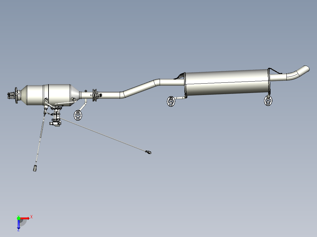 轻卡国六排气系统管路结构俯视图