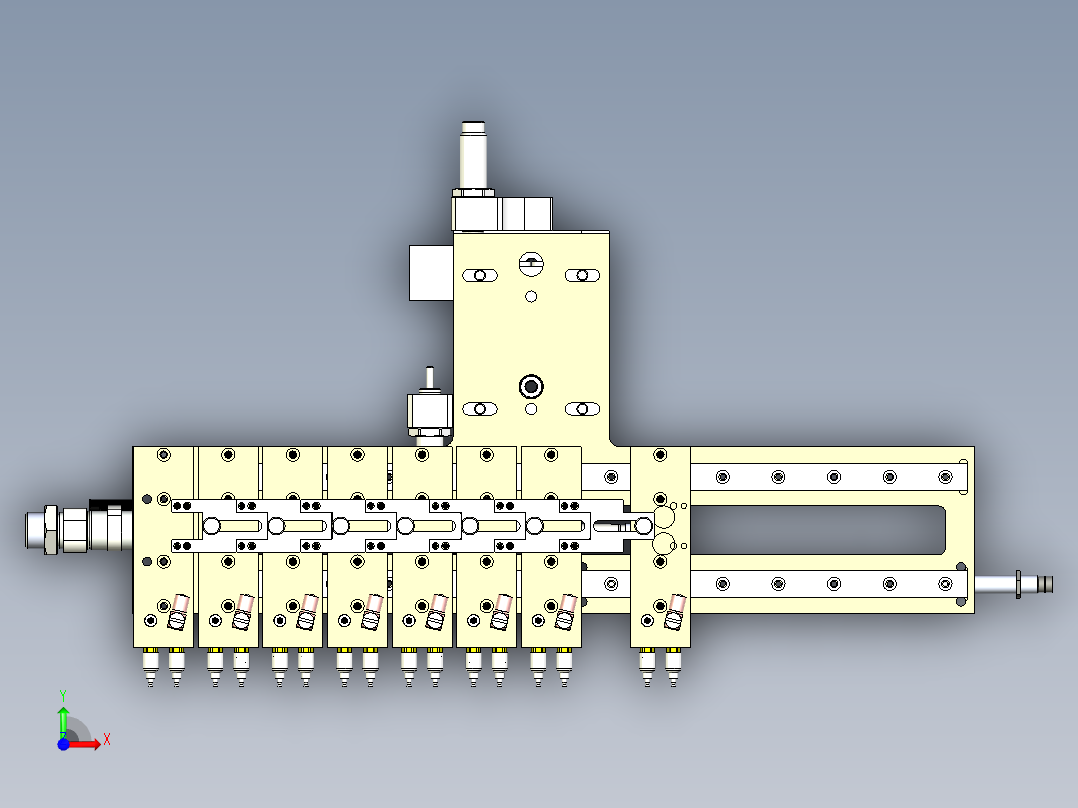 组合吸嘴组件 变距机构前视图