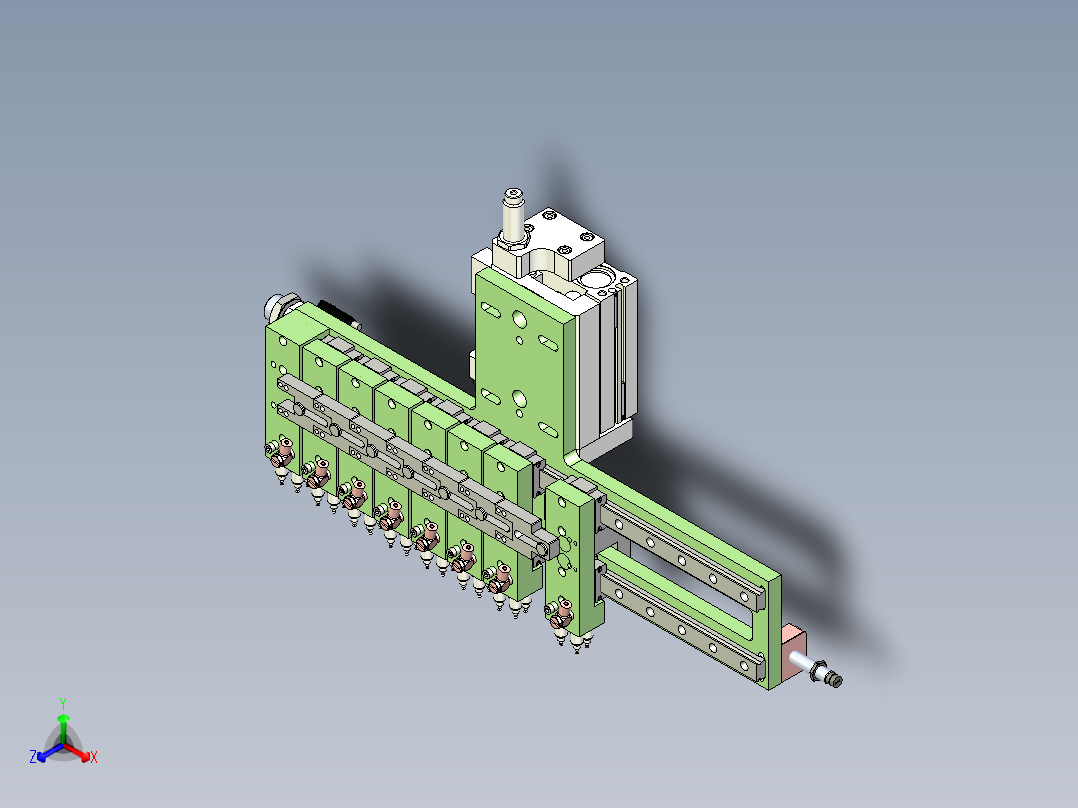 组合吸嘴组件 变距机构正等轴测图