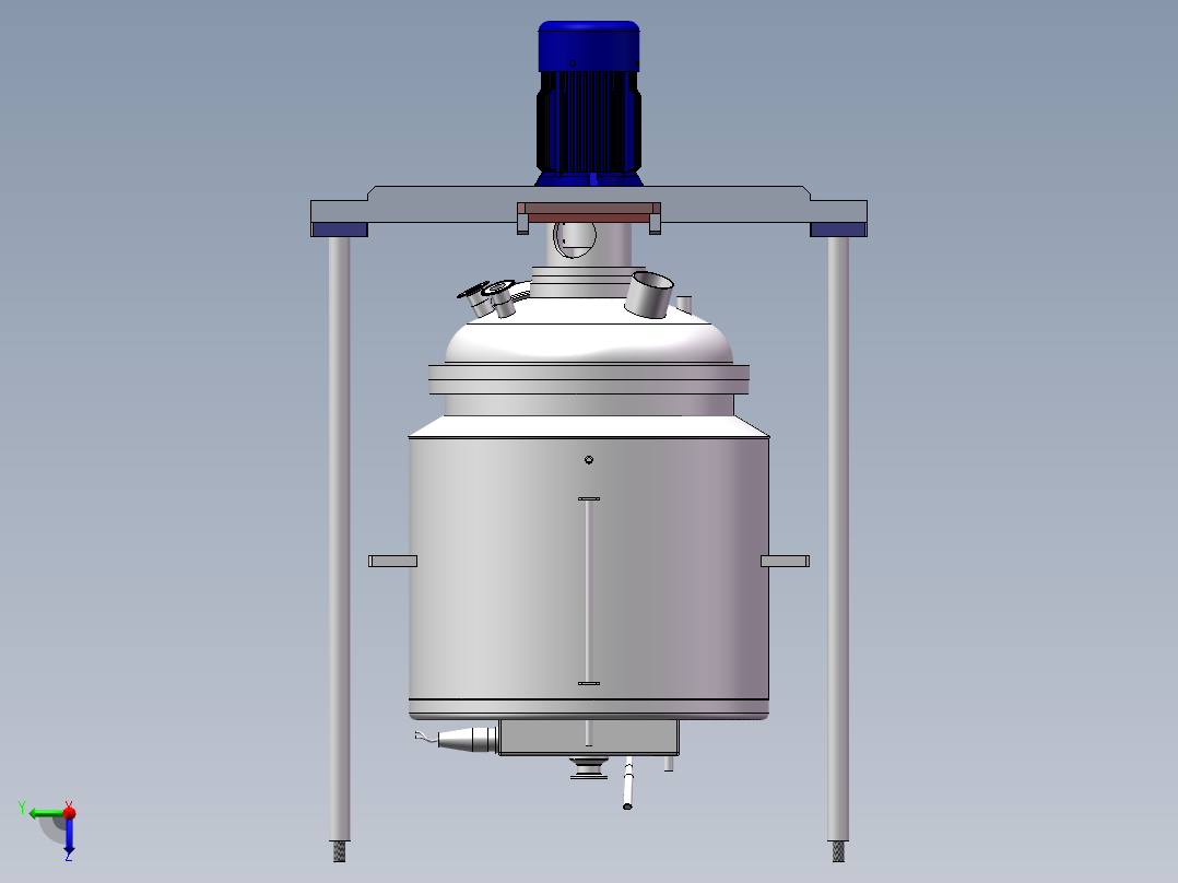 压力容积、真空加热搅拌罐右视图