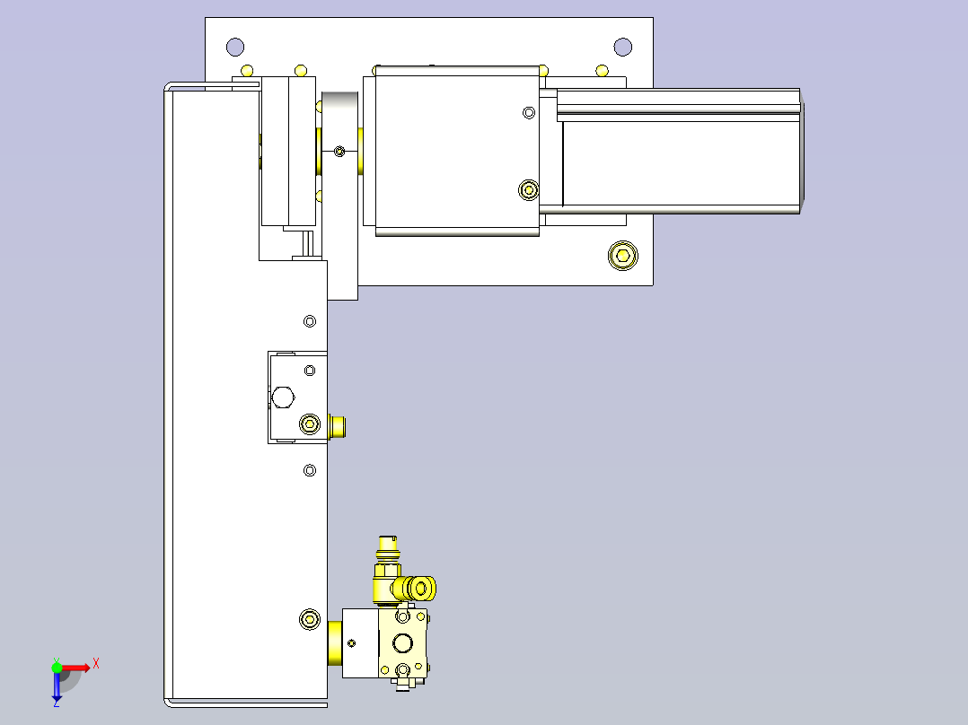 一款单马达驱动P&amp;P系统3D图模型俯视图