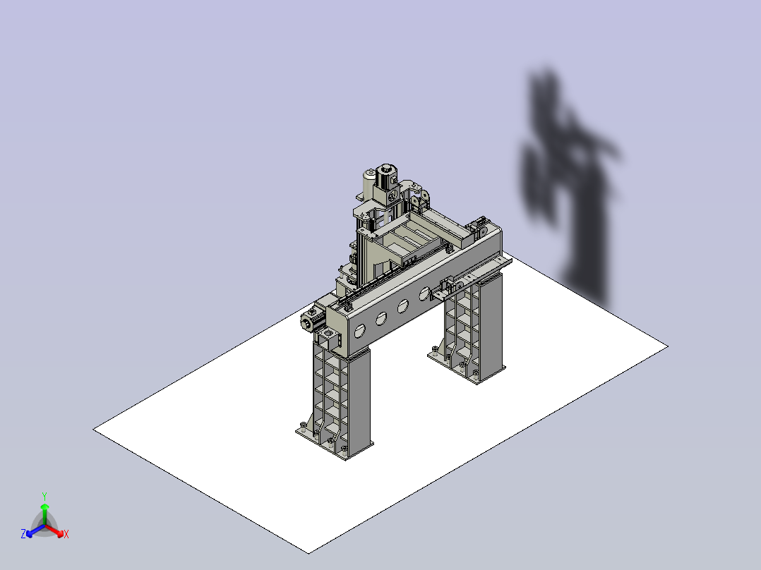 龙门铣床设备3D图模型主视图