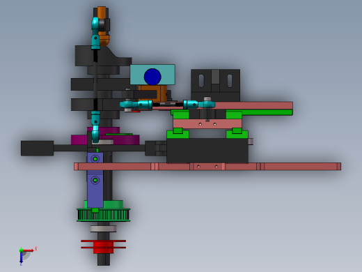凸轮搬运吹气除尘机Solidworks设计俯视缩略图