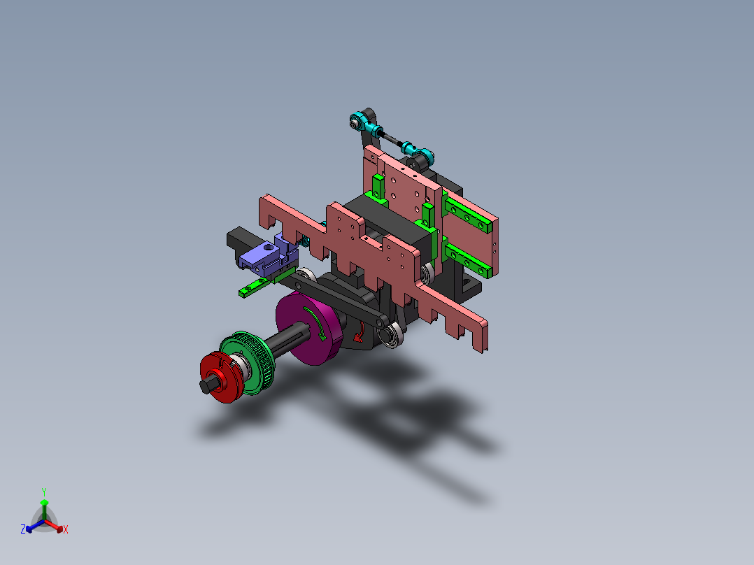 凸轮搬运吹气除尘机Solidworks设计正等轴测图