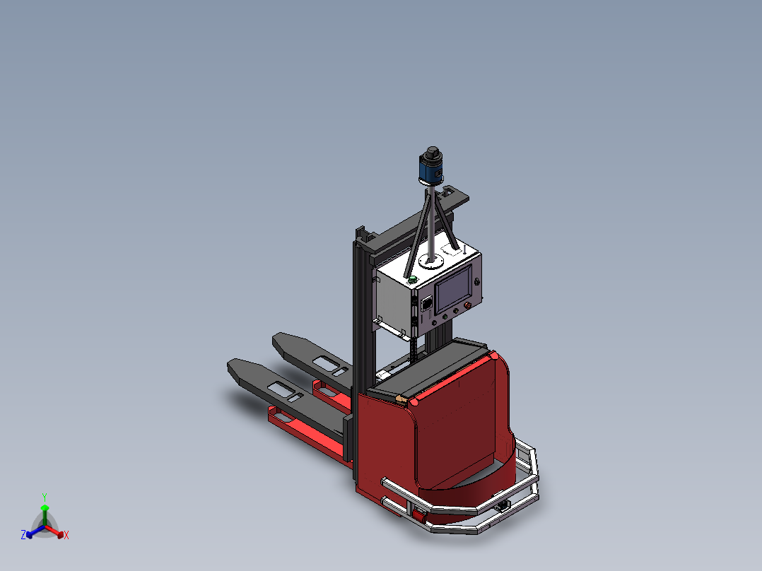 激光无人叉车3D正等轴测图