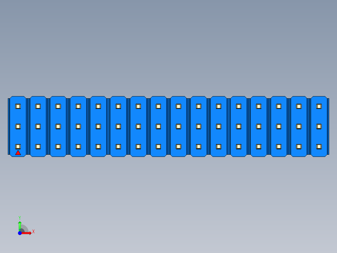 彩色公头100mil（2.54mm）系列-DS1021_blue_3x16p_100mil_Type43_rev1.0前视图