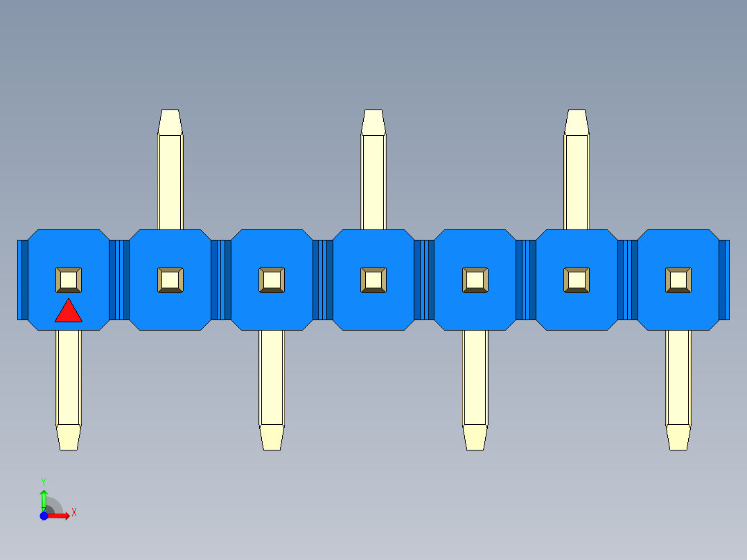 彩色公排针 100mil 2.54mm 系列-DS1022_blue_07p_100mil_Type_SMT_R2_rev1.0前视图