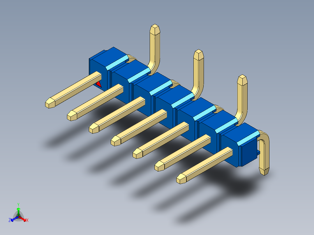 彩色公排针 100mil 2.54mm 系列-DS1022_blue_07p_100mil_Type_SMT_R2_rev1.0正等轴测图