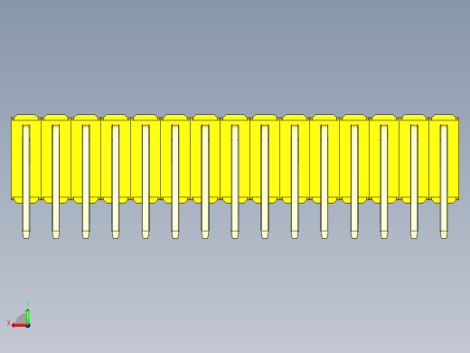 彩色公排针 100mil 2.54mm 系列-DS1022_yellow_3x15p_100mil_TypeD_rev1.0后视缩略图