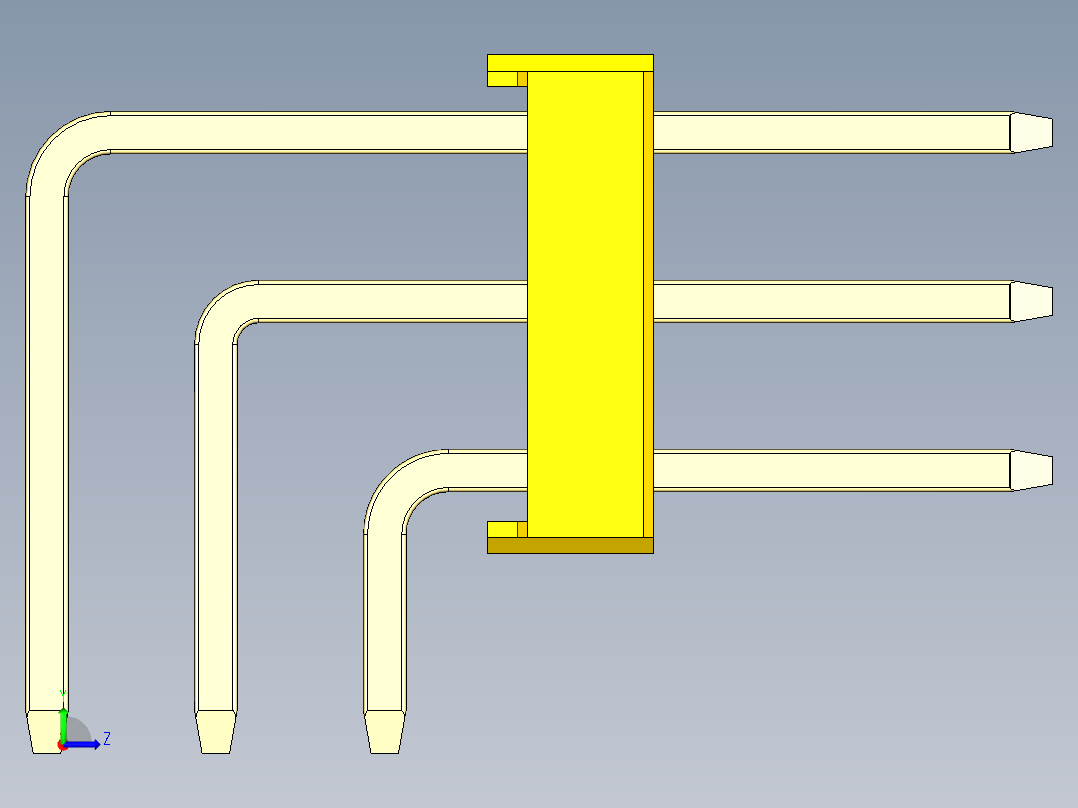 彩色公排针 100mil 2.54mm 系列-DS1022_yellow_3x15p_100mil_TypeD_rev1.0左视图