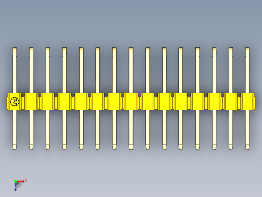 彩色公排针 100mil 2.54mm 系列-DS1022_yellow_3x15p_100mil_TypeD_rev1.0俯视缩略图