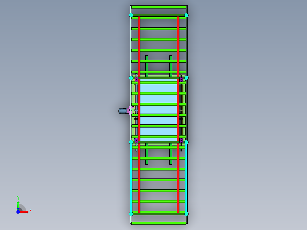 纸箱上盖的自动化关箱压合装置前视图