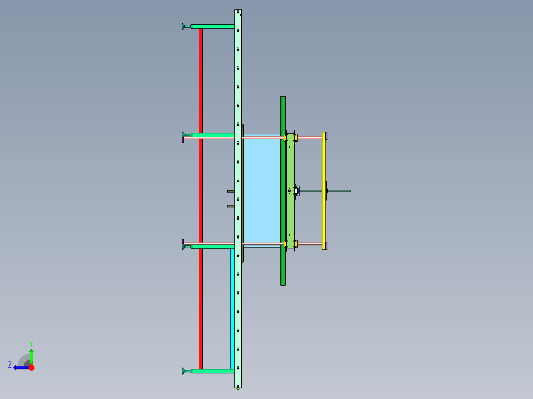 纸箱上盖的自动化关箱压合装置右视图