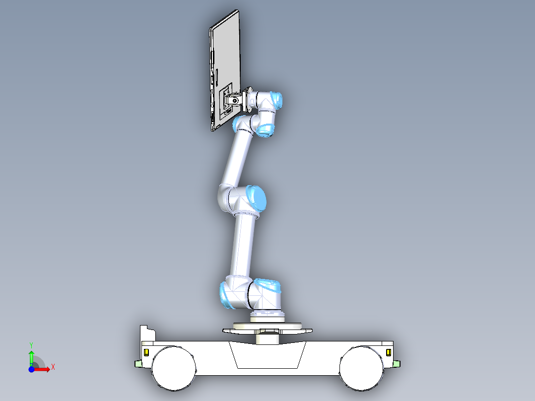 一款带显示器的AGV小车SW三维模型设计前视图