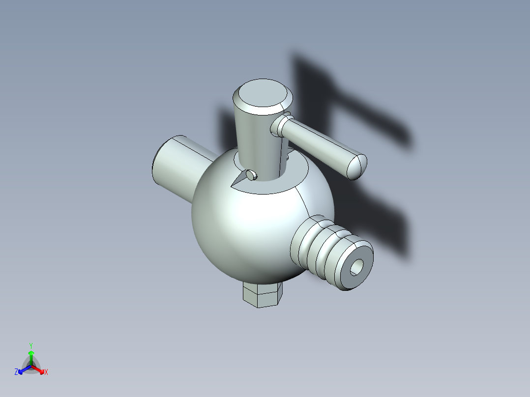 煤气表球阀开关正等轴测图
