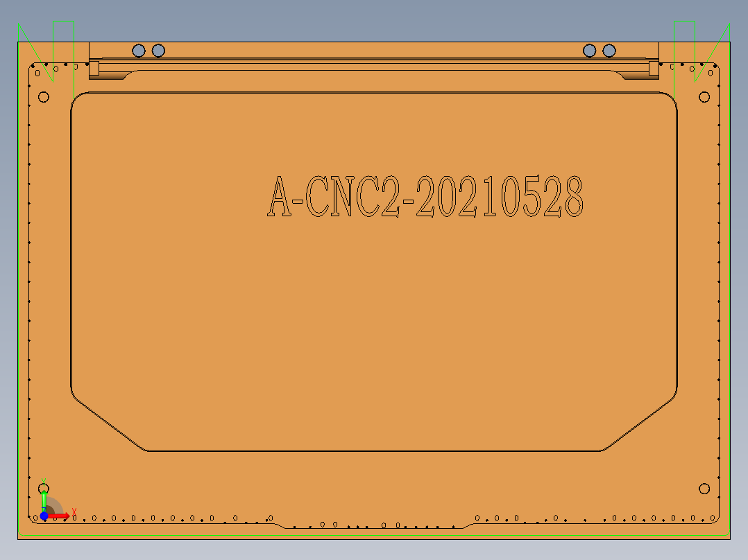 三轴金属外壳粗铣内腔UG程序模型前视图