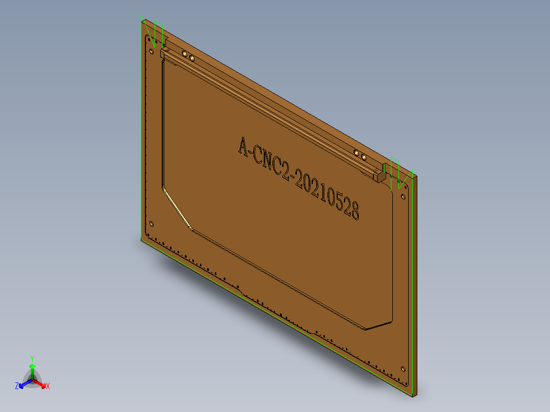 三轴金属外壳粗铣内腔UG程序模型正等轴测图