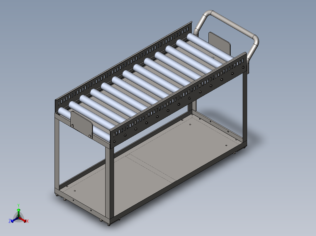 货架、带滚筒的移动台车正等轴测图