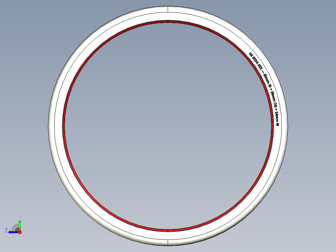 完整的公制HK-2RS系列，拉伸杯，密封，双开口滚针轴承库SolidWorks和Step模型右视图