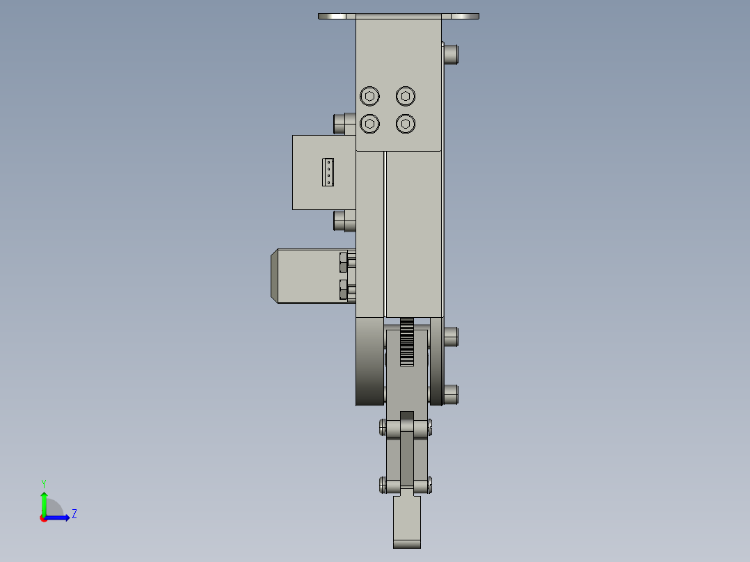 四杆机构夹爪设计左视图
