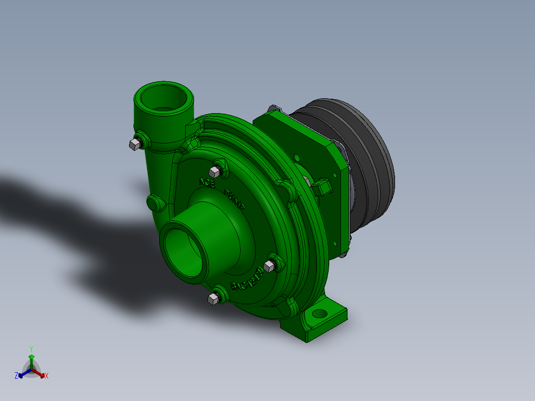 FMC-150-MAG皮带驱动离心泵模型正等轴测图