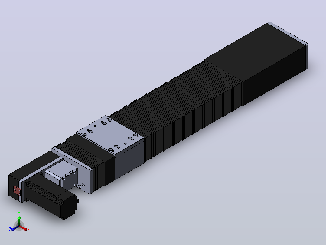 直线模组DMBF100-RBCR（电机右后折）[DMBF100-L45S500-DT400-A2U-RBCR]正等轴测图