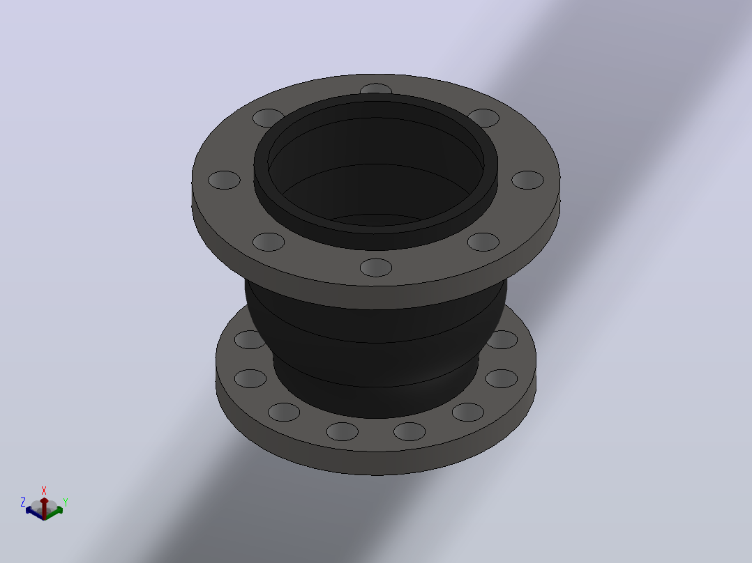 KYT型可曲挠同心异径橡胶接头[KYT型可曲挠同心异径橡胶接头]300x200正等轴测图