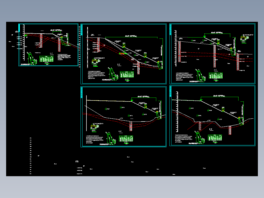 挡土墙护坡结构施工图（CAD、5张）