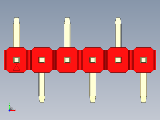 彩色公排针 100mil 2.54mm 系列-DS1022_red_06p_100mil_Type_SMT_R1_rev1.0前视缩略图