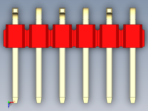彩色公排针 100mil 2.54mm 系列-DS1022_red_06p_100mil_Type_SMT_R1_rev1.0俯视缩略图