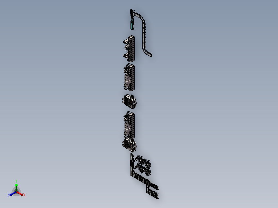 板材自动化涂装生产线正等轴测图