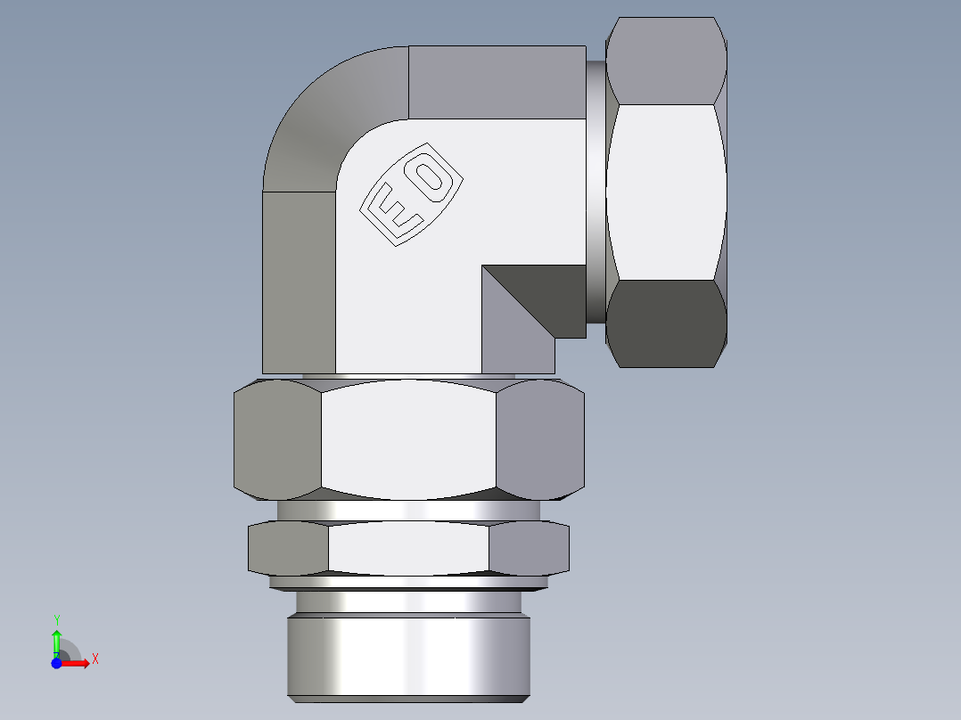 卡套式工业通用硬管接头EO_Assembled_adjustable_standpipe_elbow_EVW42LM71前视图