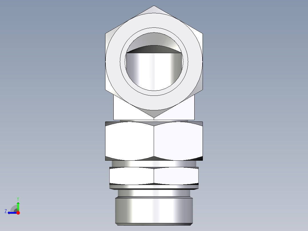 卡套式工业通用硬管接头EO_Assembled_adjustable_standpipe_elbow_EVW42LM71右视图