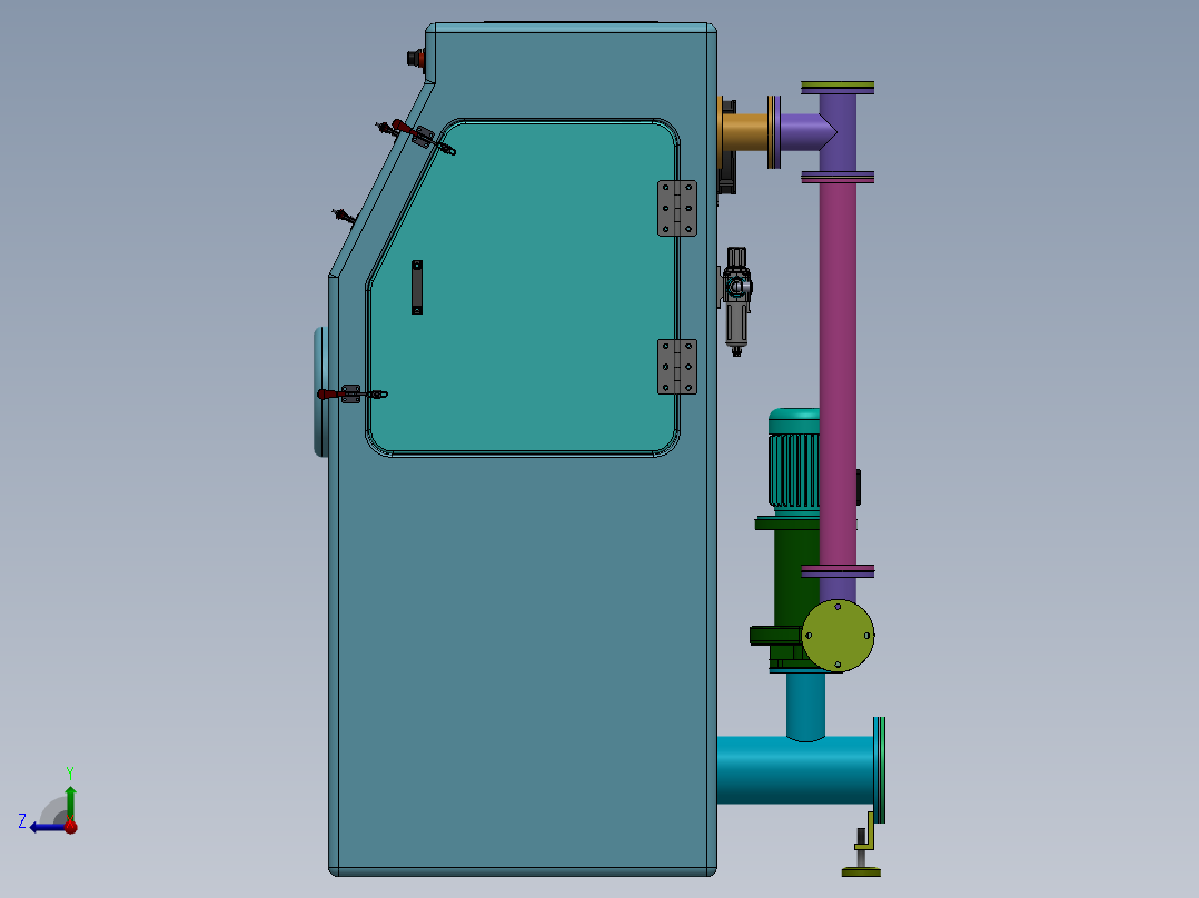 箱式手动喷砂机右视图