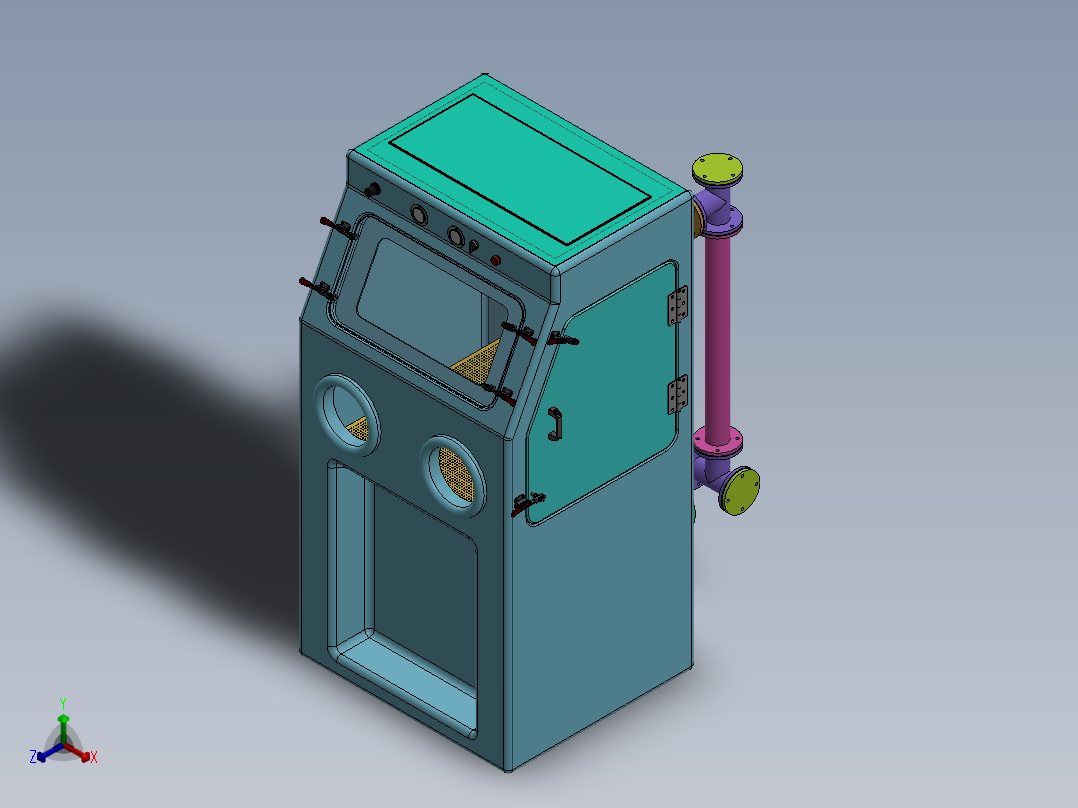 箱式手动喷砂机正等轴测图