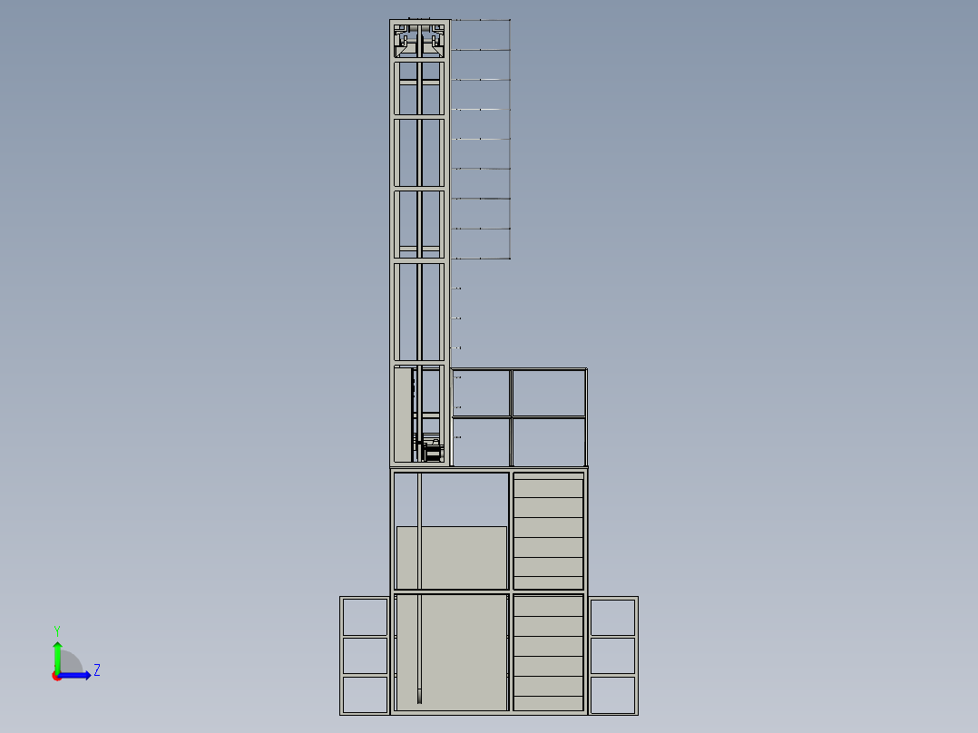 扁型电梯电缆寿命试验的带电检测装置左视图