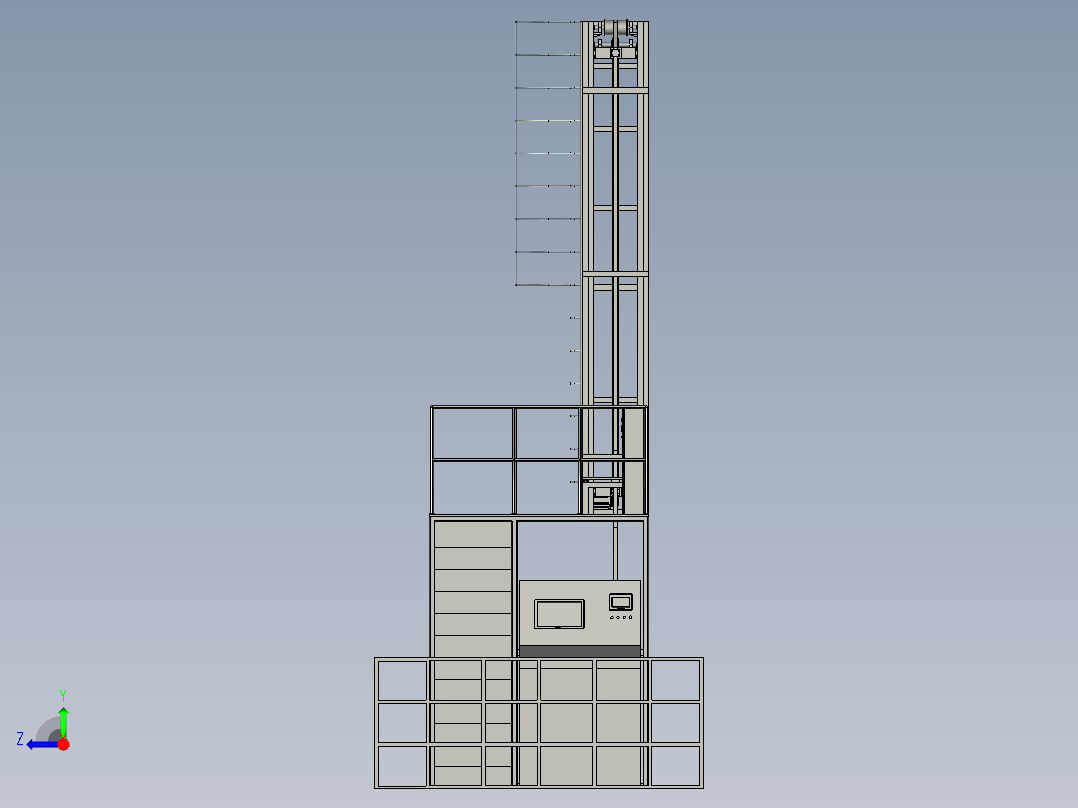 扁型电梯电缆寿命试验的带电检测装置右视图
