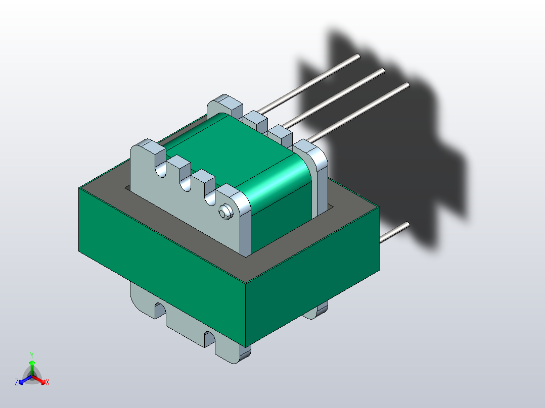 EI14-隔离音频变压器-11正等轴测图
