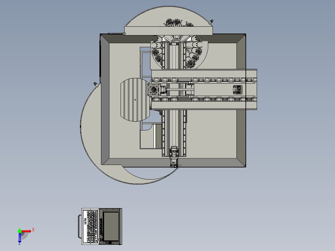 五轴联动CNC机床3D图纸 F587俯视图