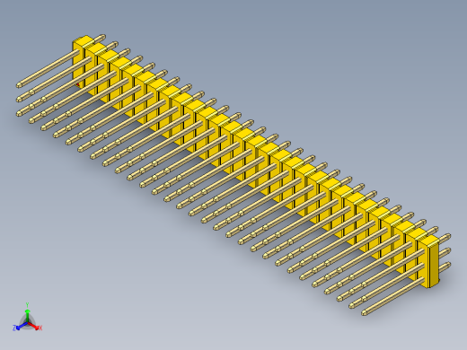 彩色公头100mil（2.54mm）系列-DS1021_yellow_3x29p_100mil_Type5_rev1.0正等轴测缩略图
