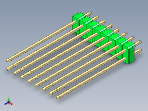 彩色公头100mil（2.54mm）系列-DS1021_green_2x08p_100mil_Type43_rev1.0正等轴测缩略图